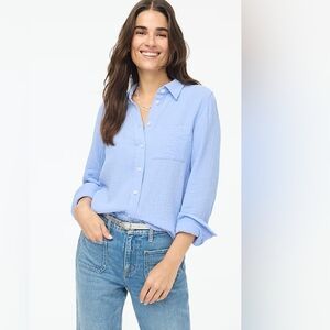 J. Crew NWT Gauzy Button Front Shirt XXS in Blue 100% Cotton Retail $79